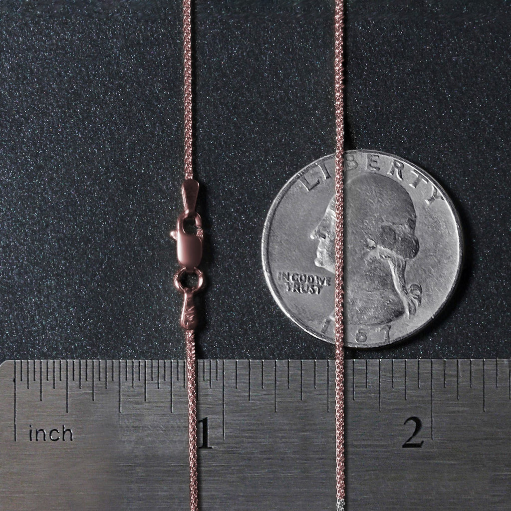 14k Rose Gold Round Wheat Chain (1.00 mm)