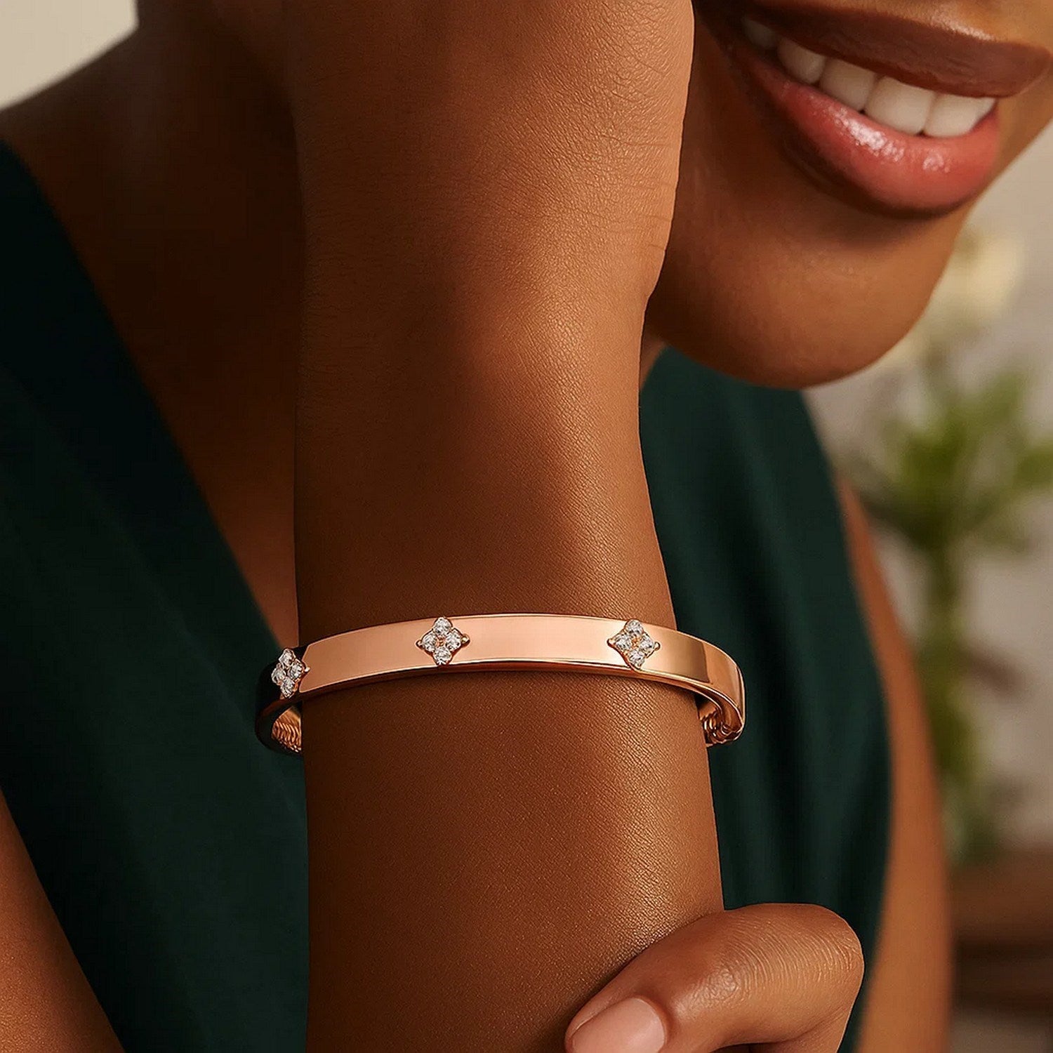 14k Rose Gold Trilogy Diamond Bangle (5.40 mm)