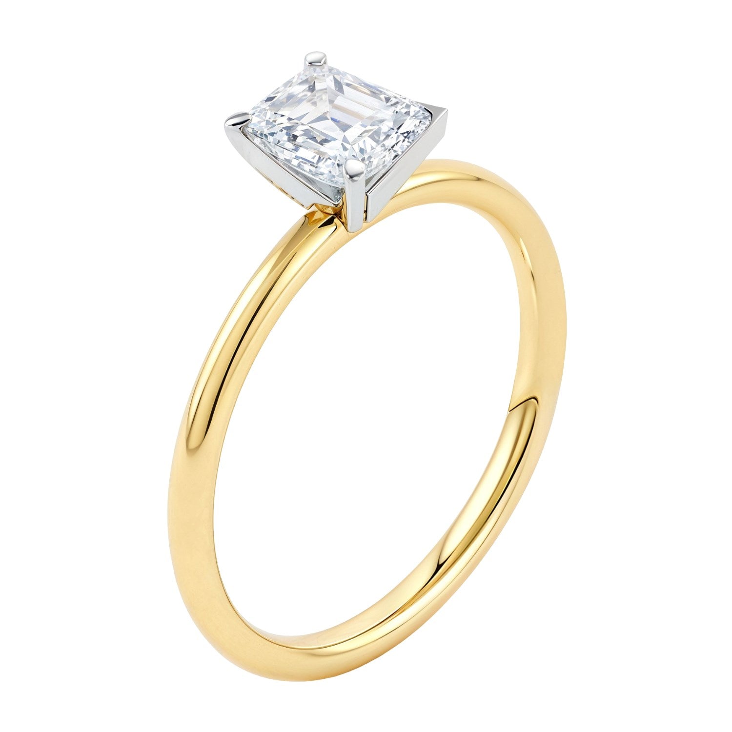 1 Carat Emerald Lab Grown IGI G/VS1 Diamond Solitaire Ring in 10K Yellow Gold