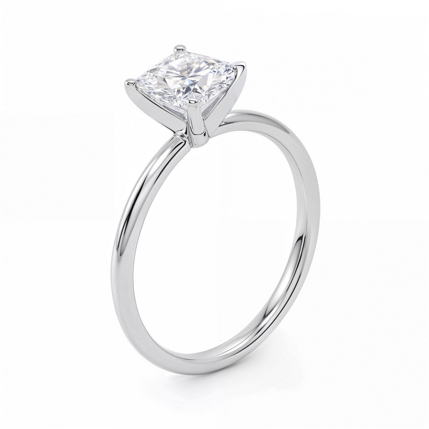 1.50Ct Princess Lab Grown IGI G/VS1 Diamond Ring in 14K White Gold