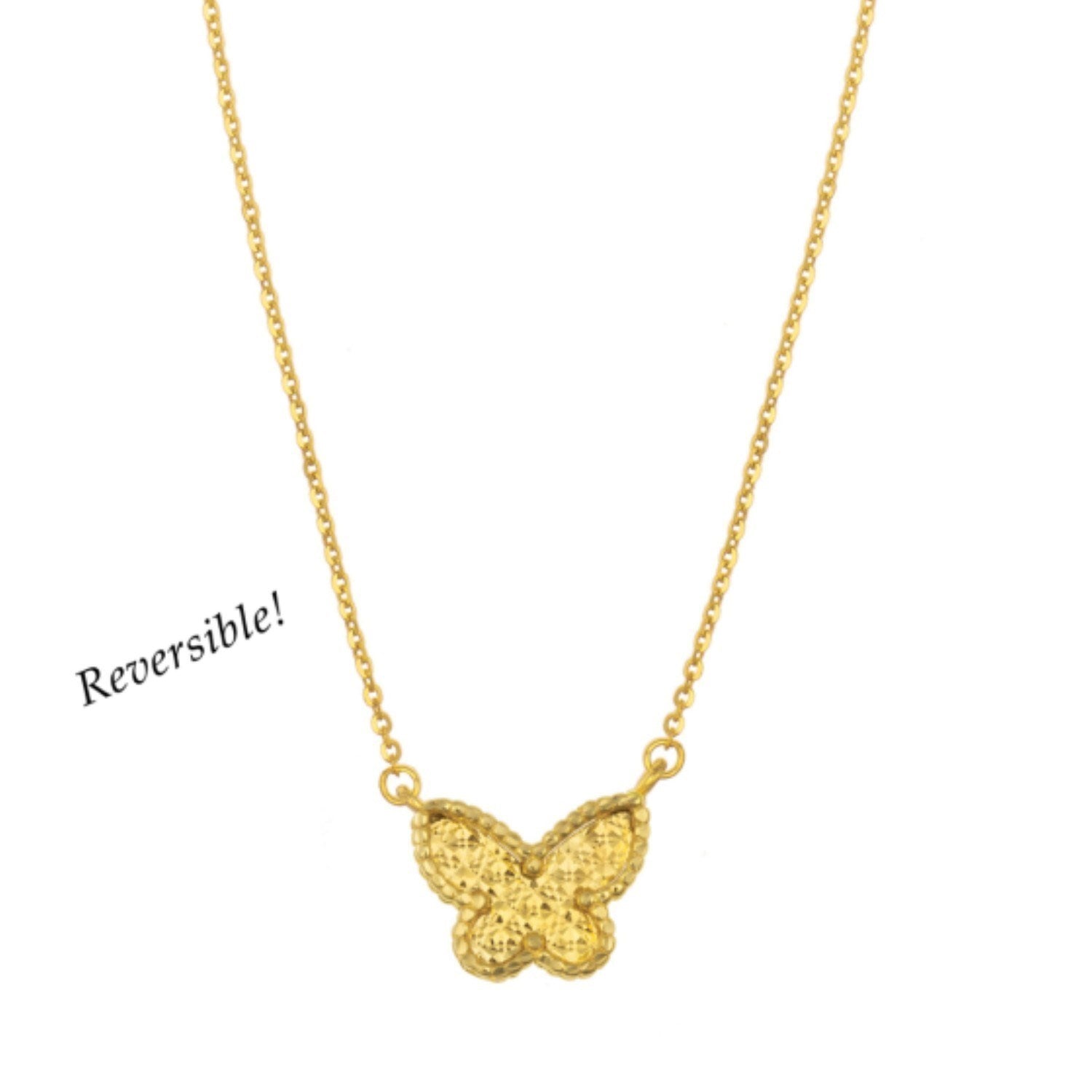 14K Yellow Gold Primavera Malachite Butterfly Necklace