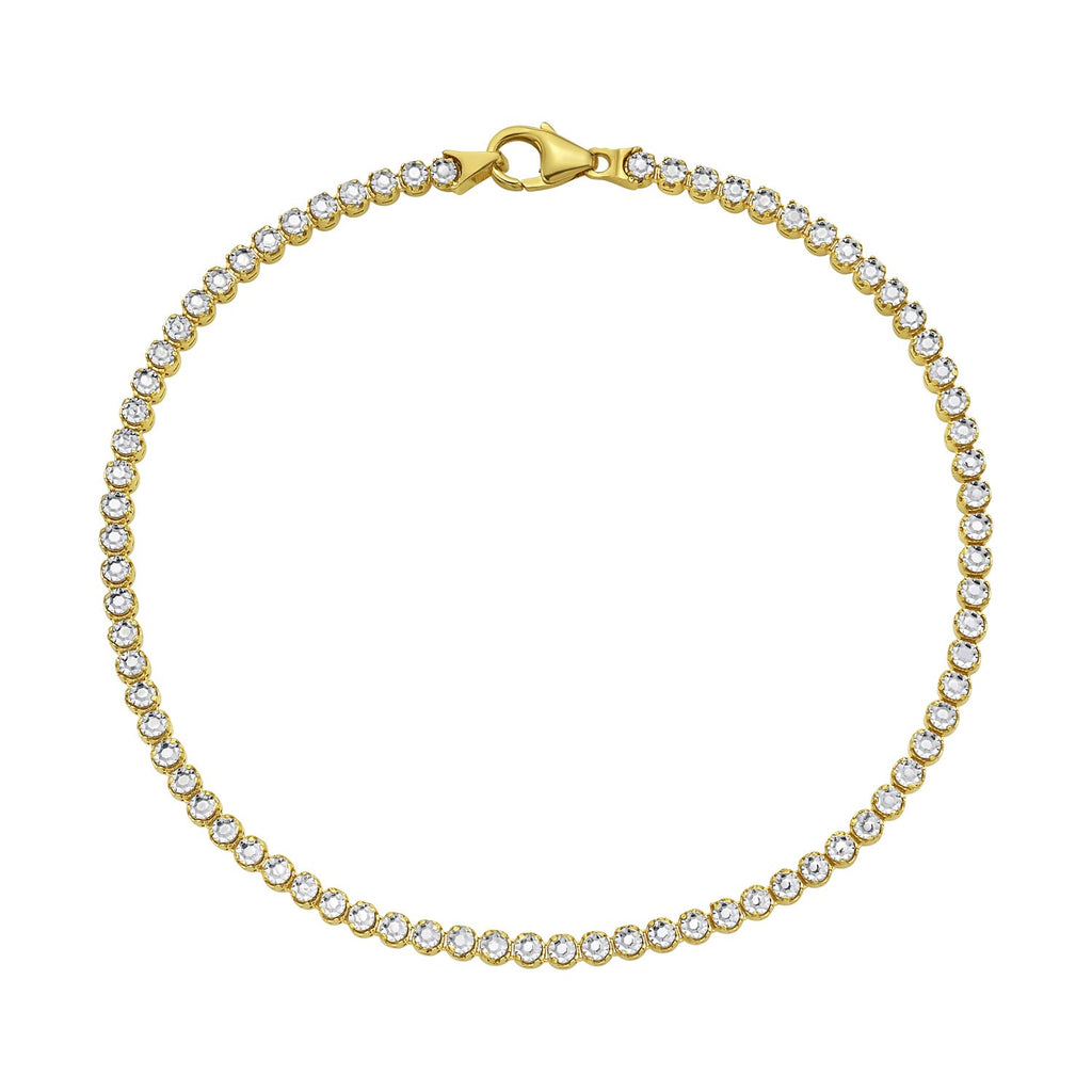 14K Two Tone Gold Diamon Oro Tennis Bracelet (2.40 mm)